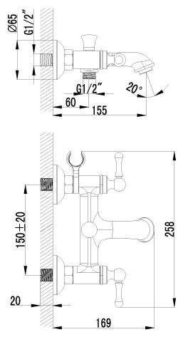 Смеситель для ванны Lemark Plus Balance LM1302C