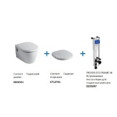 Комплект инсталляции Ideal Standard ProSys Eco Frame M с унитазом Connect E803501, сиденье микролифт