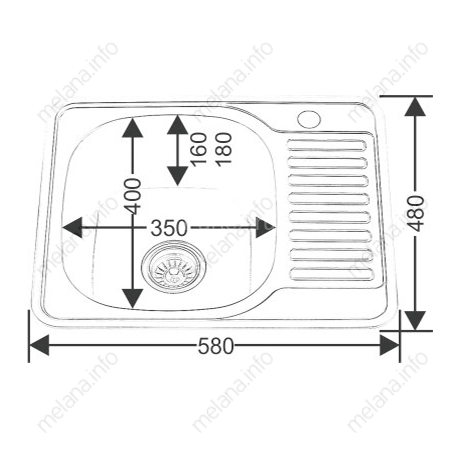 Мойка 5848 U MELANA 0,8/180 врезная прямоугольная с сифоном (089 ta *12)