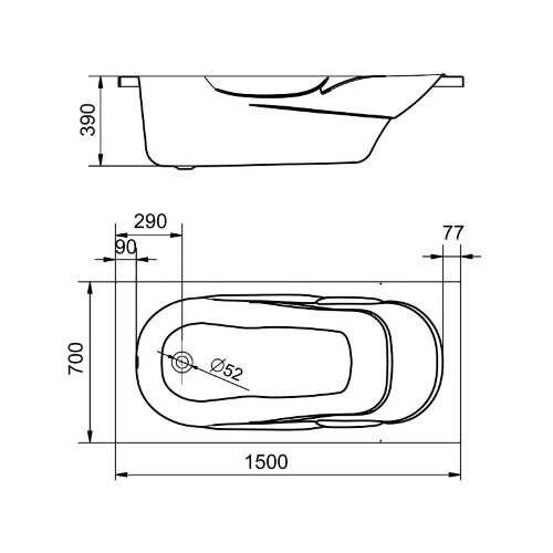Ванна акриловая Santek КАСАБЛАНКА M 150х70, прямоугольная, белая