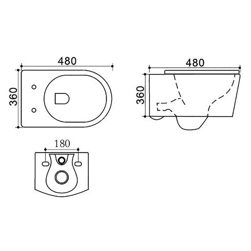 Унитаз подвесной Azario Nova 360х480х360 безободковый, с ультратонким сиденьем микролифт (AZ2217)