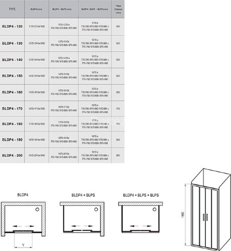 Душевая дверь Ravak Blix раздвижная 151х190, толщина полотна 6мм универсальная, цвет профиля хром