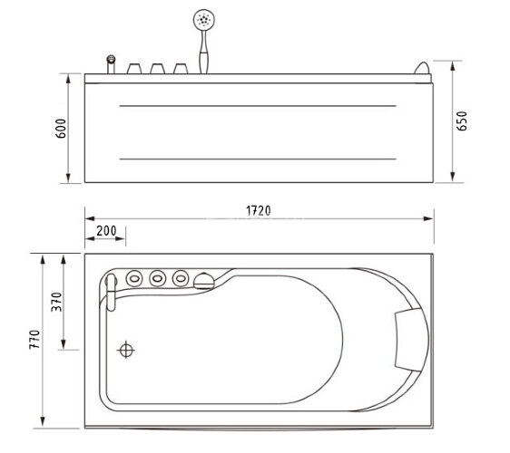 Акриловая ванна Gemy G9006-1.7 B L