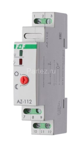 Фотореле AZ-112 (выносной герметичный фотодатчик монтаж на DIN-рейке 1 модуль 230В 16А) F&F EA01.001