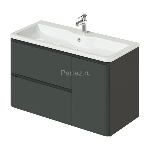 Комплект Itana тумба с раковиной подвесная Roberto 100 с выдвижными ящиками, графит (CS00091330)