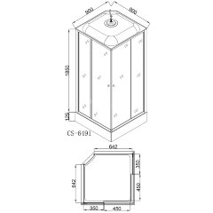 Душевая кабина Loranto CS-6491F(CS-8072) 90х90х215, белая, квадратная, стекло 4мм, поддон 13см