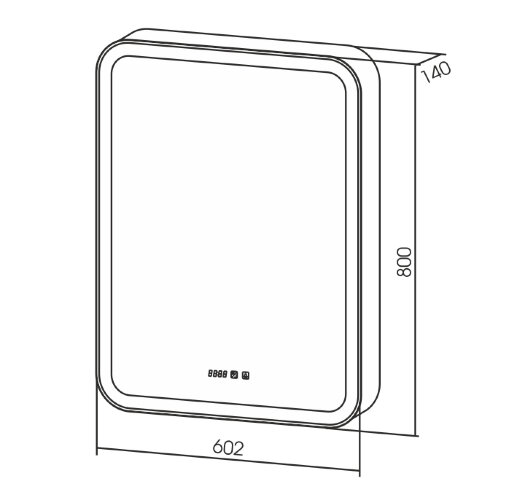 Зеркало-шкаф AZARIOФиджи 60 602х800х140 c подсветкой и диммером + часы (LED-00002363)