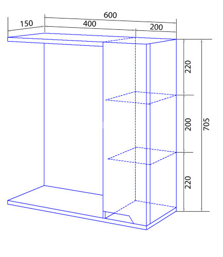Зеркало-шкаф Loranto Mari 60 правое, без светильника (CS00086020)