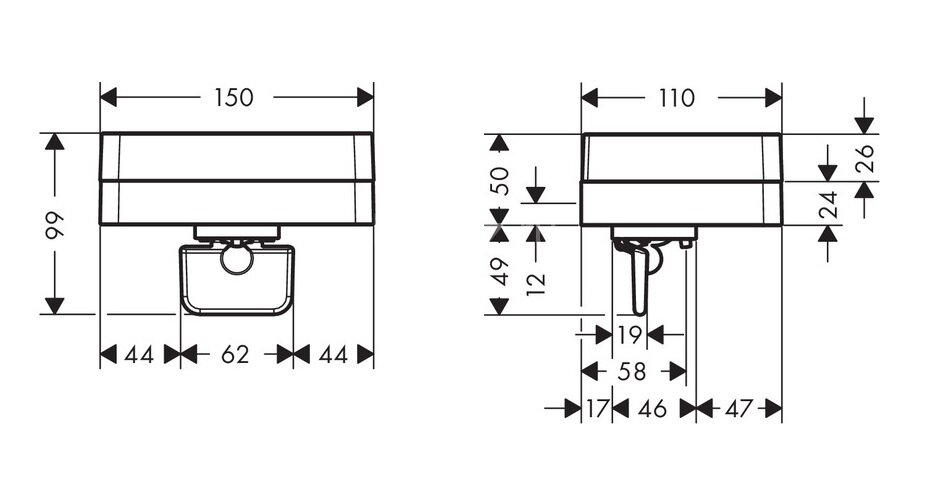 Мыльница Axor Universal Accessories 150 мм для настенного монтажа, хром (42819000)