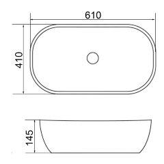 Раковина-чаша Azario 610x410x145 накладная, овальная, темный мрамор (AZ-2143-P-M805)