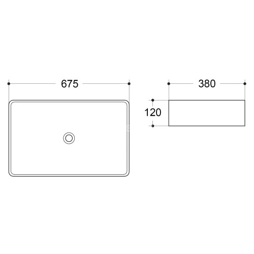 Раковина-чаша Azario 675х380х120 накладная, прямоугольная, белый матовый (AZ-2250-MW)