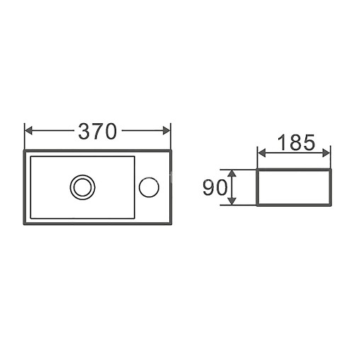 Раковина-чаша Azario 370х185х90 накладная, угловая, подвесная, прямоугольная, белый глянец (AZ-5092R