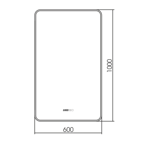 Зеркало AZARIO INCANTO-3 600х1000 часы, подогрев, подсветка с диммером, сенсорный выключатель (LED-0