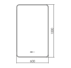 Зеркало AZARIO INCANTO-3 600х1000 часы, подогрев, подсветка с диммером, сенсорный выключатель (LED-0