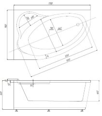 Ванна акриловая AZARIO LAURA асимметричная 170*110 см правая (AV.0051170)
